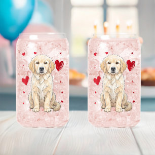 Cute English Cream Golden Retriever Dog Can Glass