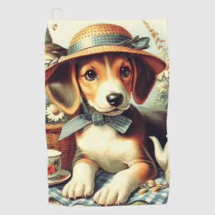 Cute English Foxhound Painting Golf Towel