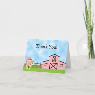 Cute English Horseback Riding Girl Thank You Cards