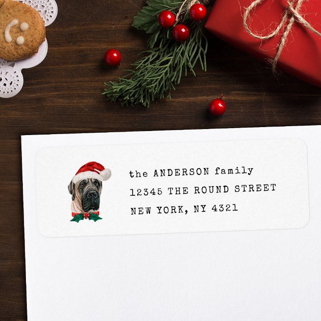 Cute English Mastiff Christmas Dog Return Address (Creator Uploaded)