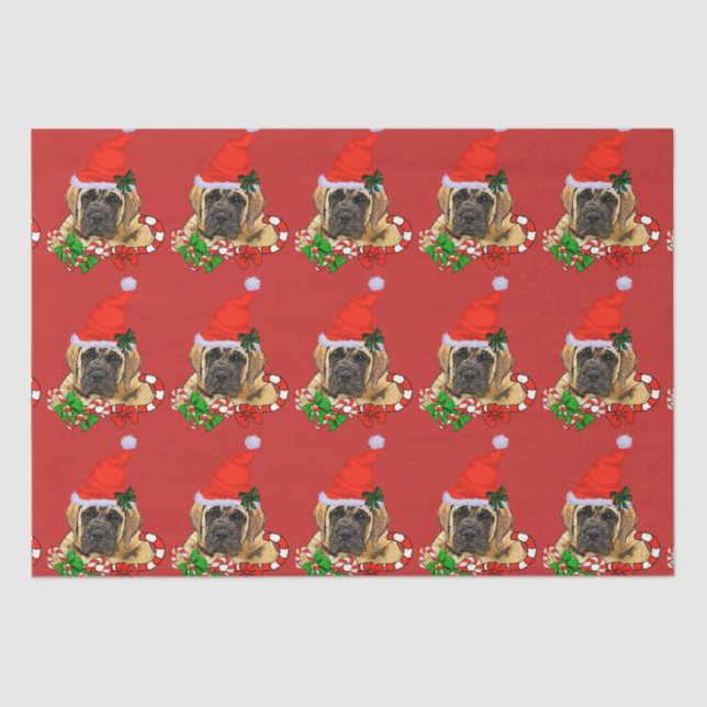 Cute English Mastiff Christmas Tissue Paper (Front)