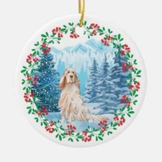 Cute English Setter Ceramic Christmas Ornament