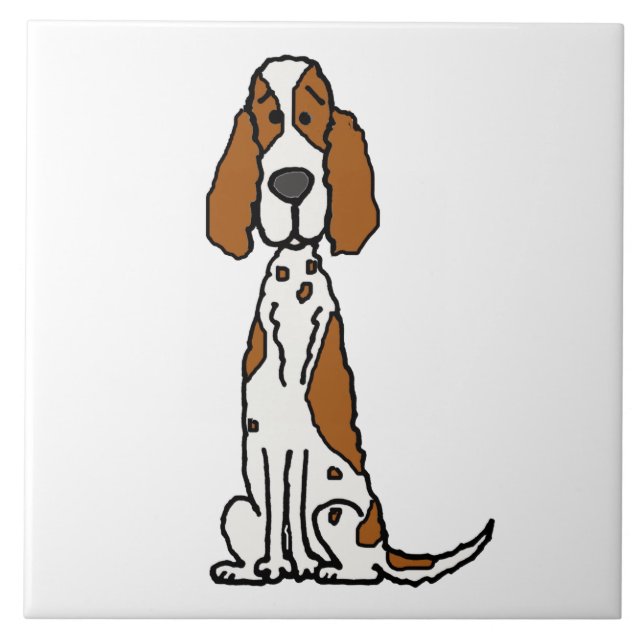 Cute English Setter Puppy Dog Cartoon Tile (Front)