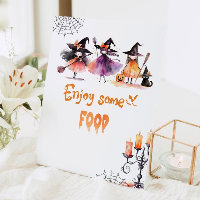 Cute Enjoy some food Witches Costume party Pedestal Sign (Creator Uploaded)