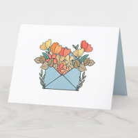 Cute Envelope with Orange Flowers Blank