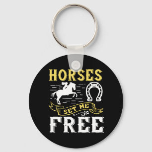 Cute Equestrian Black Horseback Riding Gift Horse Key Ring