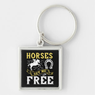 Cute Equestrian Black Horseback Riding Gift Horse Key Ring