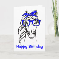 Cute Equestrian Blue Western Funny Horse Birthday