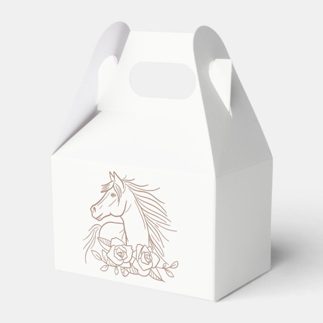Cute Equestrian Brown White Western Party Horse Favour Box (Front Side)