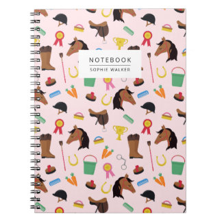 Cute Equestrian Pattern Personalised Notebook