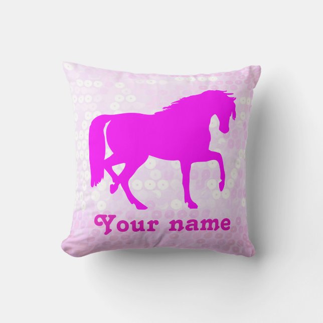Cute Equestrian With Your Name Cushion (Front)