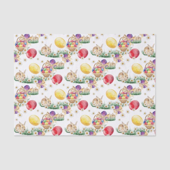 Cute Esater bunny basket pattern party tissue Paper (Front)