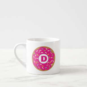 Cute espresso cup mug with pink glazed doughnut lo