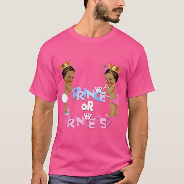 Cute Ethnic Prince Or Princess Baby Gender Reveal T-Shirt (Front)