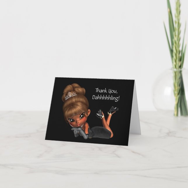Cute Ethnic Princess Diva Thank You Card (Front)