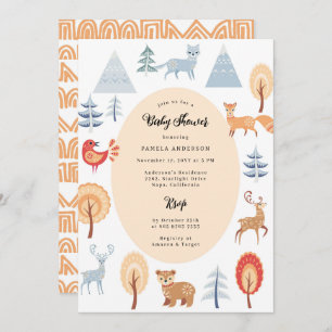 Cute Ethnic Style Woodland Animals Baby Shower Invitation