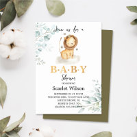 Cute Eucalipt Lion King Baby Shower Invitation