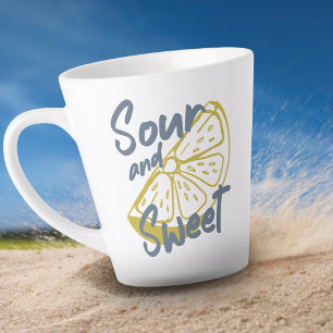 Cute European Summer Sweet Sour Lemon Risograph   Latte Mug