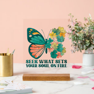 Cute everyday inspiration word art butterfly acrylic sign