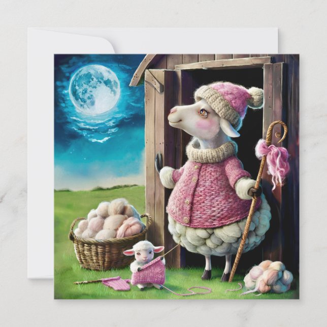 Cute Ewe and Lamb Greeting Card (Front)