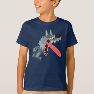 Cute Excited Cartoon Wolf Children T-Shirt