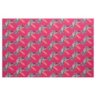 Cute Excited Cartoon Wolf Fabric