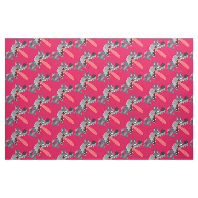 Cute Excited Cartoon Wolf Fabric (Fat Quarter)