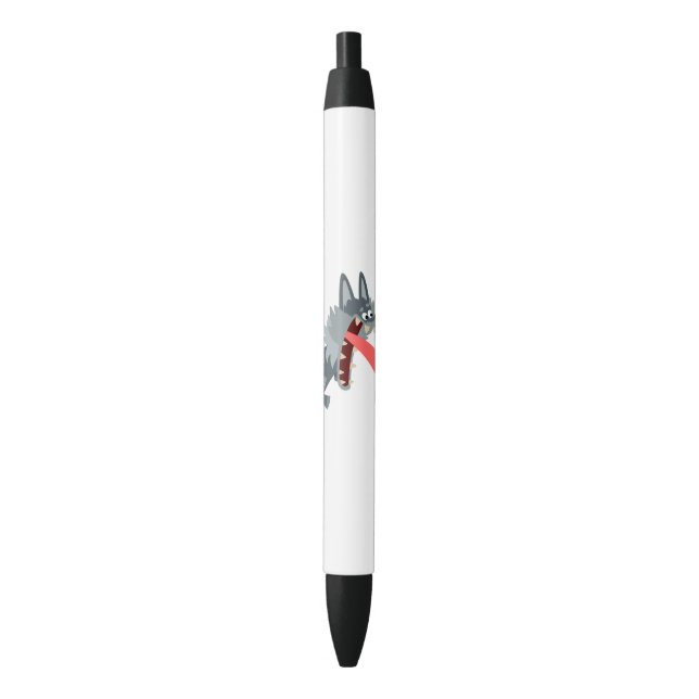 Cute Excited Cartoon Wolf Pen (Front Vertical)