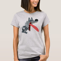 Cute Excited Cartoon Wolf Women T-Shirt