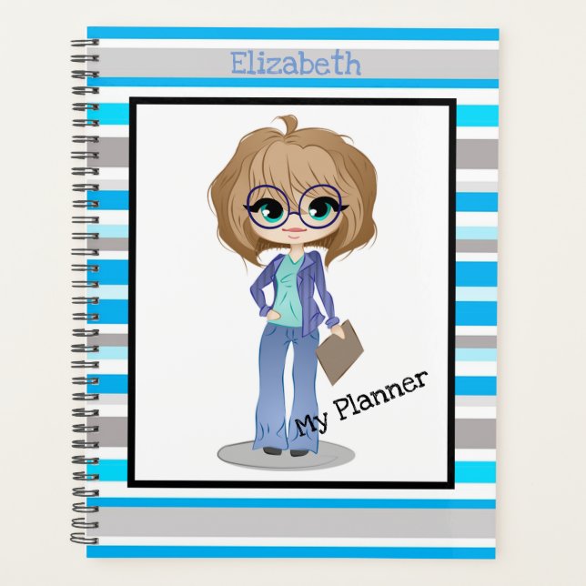 Cute Executive Cartoon Women Planner (Front)