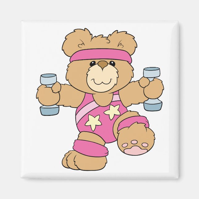 Cute Exercise Fitness bear Magnet (Front)