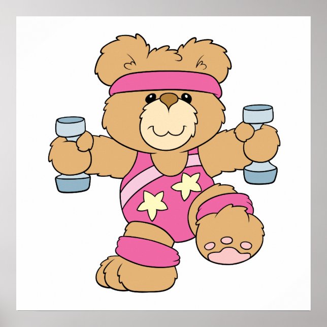 Cute Exercise Fitness bear Poster (Front)