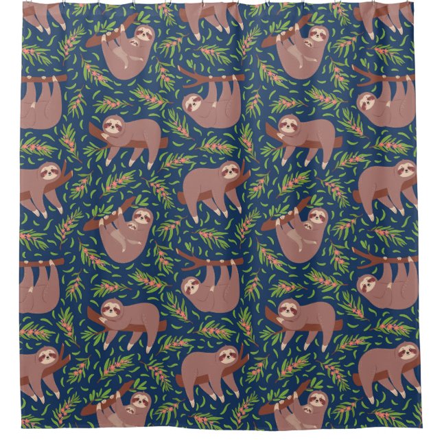 Cute Exotic Christmas Animals Shower Curtain (Front)