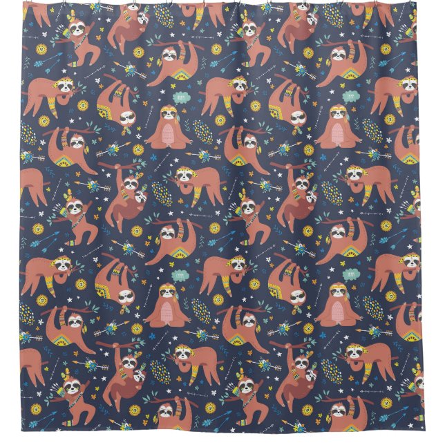 Cute Exotic Christmas Animals Shower Curtain (Front)
