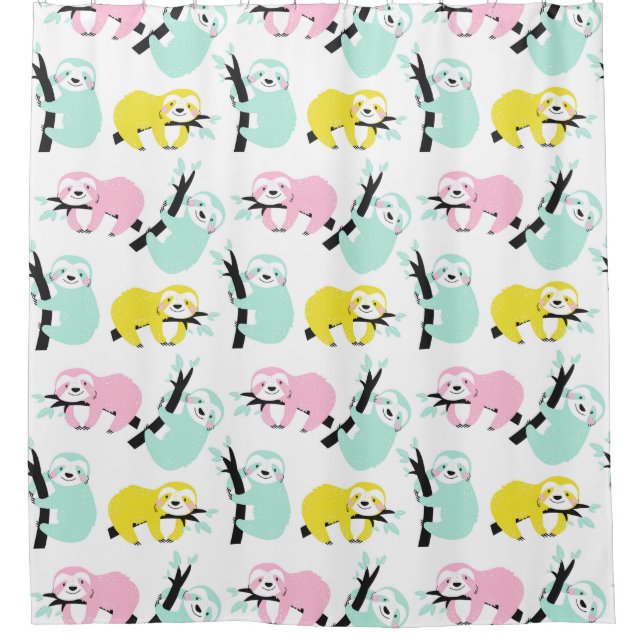 Cute Exotic Christmas Animals Shower Curtain (Front)