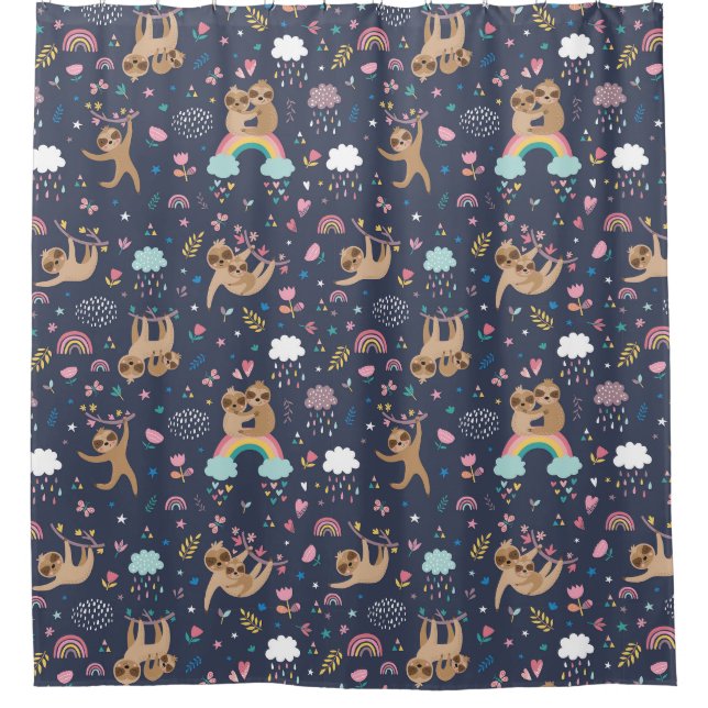 Cute Exotic Christmas Animals Shower Curtain (Front)
