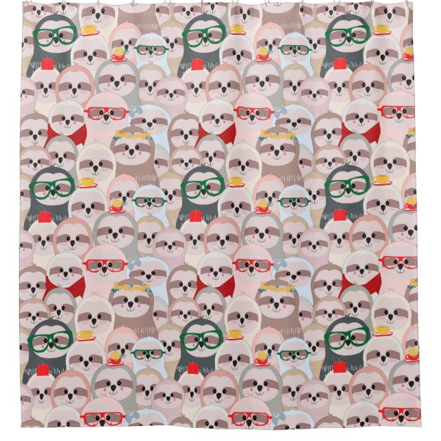 Cute Exotic Christmas Animals Shower Curtain (Front)