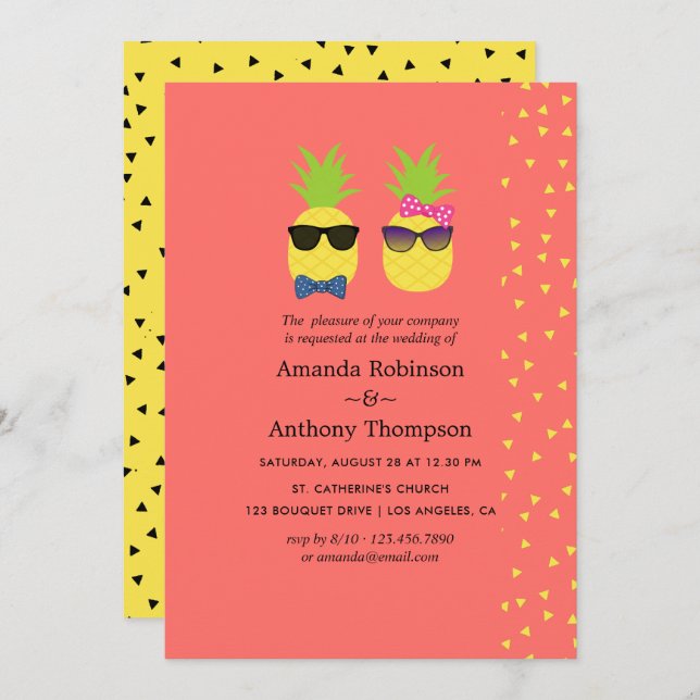 Cute exotic tropical summer Beach Wedding Invitation (Front/Back)