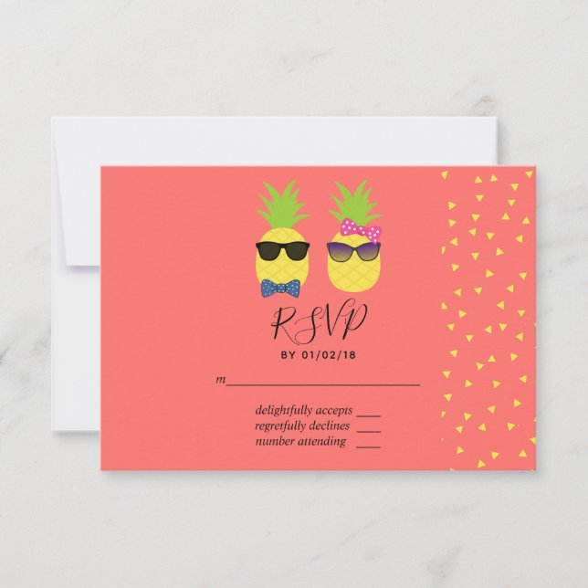 Cute exotic tropical summer Beach Wedding RSVP Card (Front)