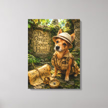 Cute Explorer Dog Ancient Jungle Ruins Art