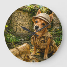 Cute Explorer Dog Ancient Jungle Ruins Art