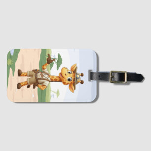 Cute Explorer Giraffe on safari Luggage Tag