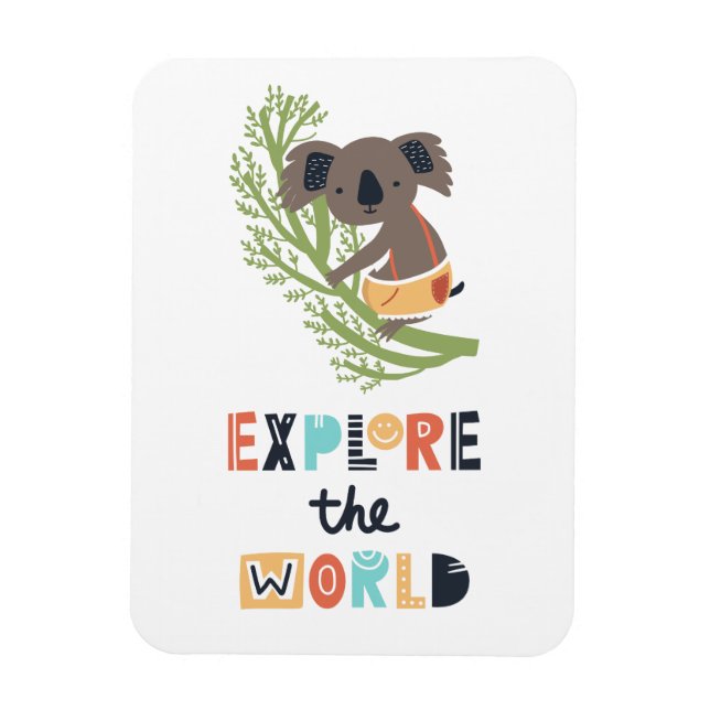Cute Exploring Koala Magnet (Vertical)