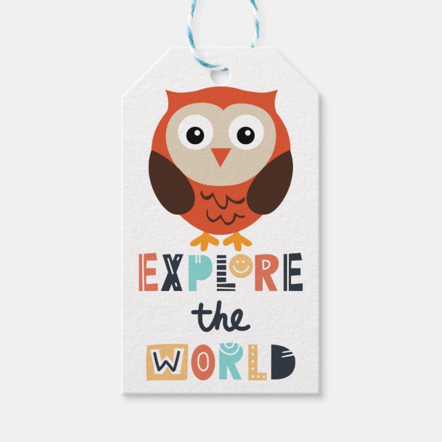 Cute Exploring Owl Gift Tags (Front)