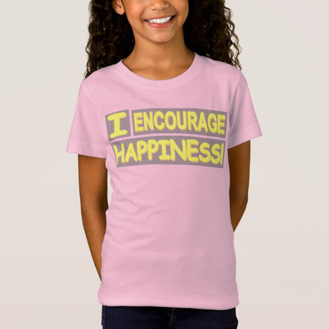 Cute Expression Design "Encourage Happiness". Buy T-Shirt (Front)