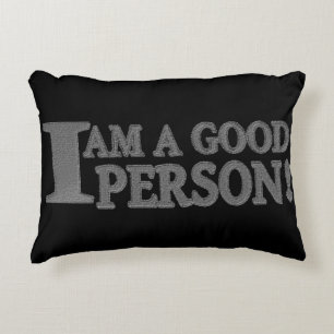 Cute Expression Design "GOOD PERSON". Buy Now Decorative Cushion