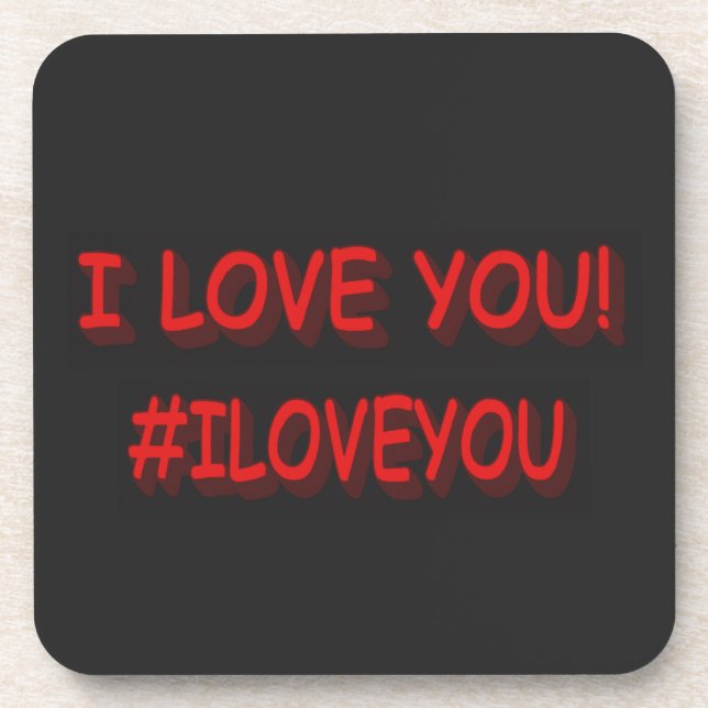 Cute Expression Design "I LOVE YOU!". Buy Now Coaster (Front)