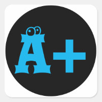 cute eyeballs A+ TEACHER reward Square Sticker