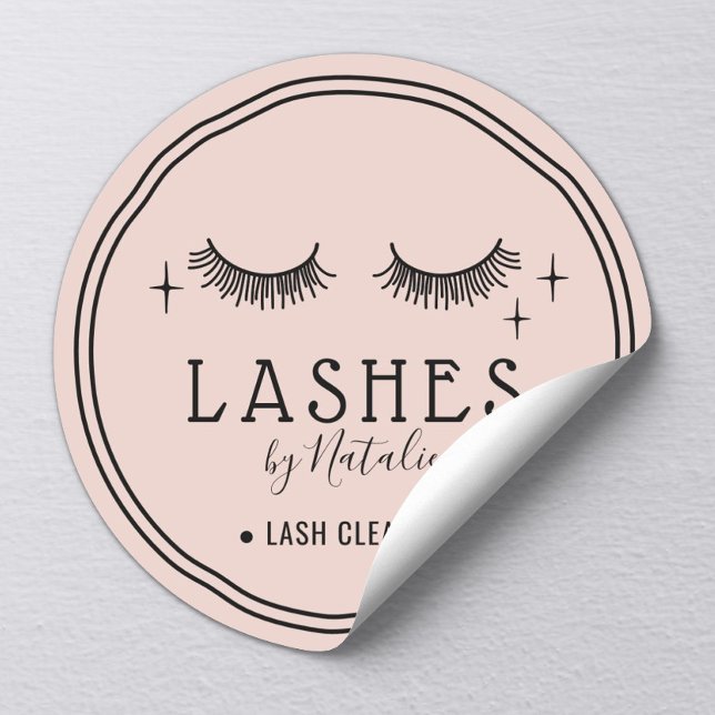 Cute Eyelash Extensions Lash Cleaner Blush Pink Classic Round Sticker (Creator Uploaded)