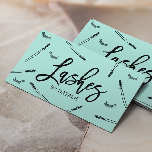 Cute Eyelash Extensions Lash Makeup Artist Mint Business Card (Creator Uploaded)